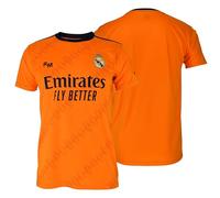 Real Madrid - Camiseta Segunda Equipación Temporada 24/25, Naranja, Adulto, Replica con Licencia Oficial (FR/ES, Letras, XXL, Regular, Regular, Naranja)