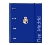 REAL MADRID - Carpeta 4 Anillas de 35 cm con 100 Hojas A4, Ideal para Niños de Diferentes Edades, Cómoda y Versátil, Calidad y Resistencia, 27x3.5x32 cm