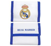 Real Madrid Cartera Oficial Blanca | Diseño Deportivo con Escudo del Club | Cierre de Velcro | Compartimentos para Tarjetas y Billetes | Accesorio Unisex para Aficionados