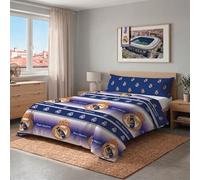 Real Madrid CF - Funda Nórdica 2 Piezas 100% Microfibra Oficial CF 2026 Modelo 2 Azul Blanco- Funda nórdica + Funda Almohada (No Incluye Bajera) (Cama 90 cm)