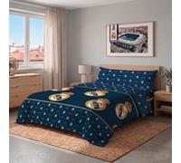Real Madrid CF - Juego de Sábanas Verano 3 Piezas 100% Microfibra Oficial CF 2026 Modelo 1 Azul Marino - Suave, Resistente y Diseño Exclusivo, Escudo (Cama 150 cm)