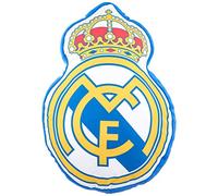 Real Madrid Cojín 3D Escudo | Relleno de fibra hueca siliconada | Multicolor | 40 x 40 cm | Perfecto para niños | Ideal para los fanáticos del Real Madrid