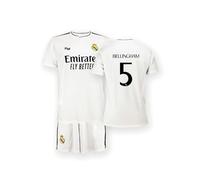 Real Madrid - Conjunto Camiseta y Pantalón Primera Equipación Temporada 24/25, Bellingham, Niños 6 Años, Replica con Licencia Oficial
