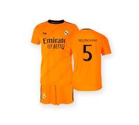 Real Madrid - Conjunto Camiseta y Pantalón Segunda Equipación Temporada 24/25, Bellingham, Niños 4 Años, Replica con Licencia Oficial