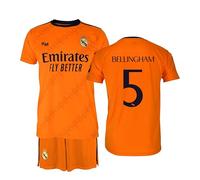 Real Madrid - Conjunto Camiseta y Pantalón Segunda Equipación Temporada 24/25, Bellingham, Niños 8 Años, Replica con Licencia Oficial