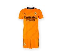 Real Madrid - Conjunto Camiseta y Pantalón Segunda Equipación Temporada 24/25, Naranja, Niños 12 Años, Replica con Licencia Oficial
