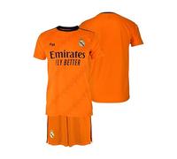 Real Madrid - Conjunto Camiseta y Pantalón Segunda Equipación Temporada 24/25, Naranja, Niños, Replica con Licencia Oficial (FR/ES, Edad, 12 años, Regular, Naranja)