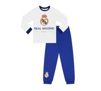 Real Madrid Conjunto de pijama largo de fútbol americano para niños, blanco, 13 años