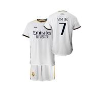 Real Madrid Conjunto Niño Camiseta y Pantalón Primera Equipación de la Temporada 2023-2024 - Vini JR. 7 - Replica Oficial con Licencia Oficial - Niño (4 Años)