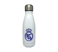 Real Madrid CyP Brands Botella de agua de acero, Bidón, Cantimplora, Cierre Hermético, 550 ml, Color blanco, Producto Oficial
