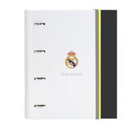 REAL MADRID EQUIPACIÓN 25/26 - Carpeta 4 Anillas de 35 cm con 100 Hojas A4, Ideal para Niños de Diferentes Edades, Cómoda y Versátil, Calidad y Resistencia, 27x3.5x32 cm