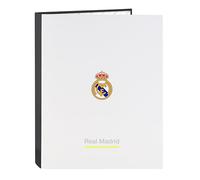 Safta Carpeta Real Madrid Equipación 25/26 – 4 anillas, ideal para niños, 26.5x33 cm