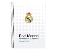 REAL MADRID EQUIPACIÓN 26/27 - Cuaderno, Libreta Cuarto 80 hojas, Tapas Duras, 1Diseño, Ideal para Niños de Diferentes Edades, Cómodo y Versátil, Calidad y Resistencia, 15.5xx22 cm