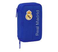 REAL MADRID - Estuche Escolar Niño, Estuche con Colores, con 29 Útiles Incluidos, Ideal para Niños de 5 a 14 Años, Cómodo y Versátil, Calidad y Resistencia, 12.5x4x19.5 cm