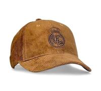 Real Madrid - Gorra Escudo de Pana Marrón Ajustable - Licencia Oficial - Talla Adulto