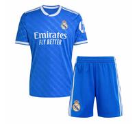 Real Madrid - Kit Infantil 3ª Equipación 2025-2026 | Réplica Oficial adidas | Camiseta + Pantalón | Diseño Azul | Tejido Transpirable | Regalo Ideal