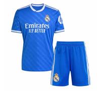 Real Madrid - Kit Infantil 3ª Equipación 2025-2026 | Réplica Oficial | Camiseta + Pantalón | Diseño Azul | Tejido Transpirable | Regalo Ideal (12 años, Azul, Regular)