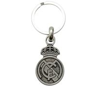 Real Madrid Llavero metálico con acabado envejecido, ideal para llevar las llaves con estilo y mostrar orgullosamente la afición.