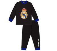 Real Madrid Pijama para niños, conjunto de ropa de dormir de fútbol, ropa de dormir de algodón para niños de 5 a 13 años, Negro, 10-11 años