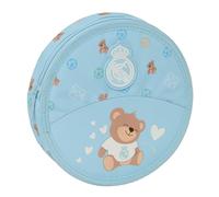 REAL MADRID PREESCOLAR AZUL - Plumier Redondo, con 18 Piezas, Fácil Limpieza, Estuche Infantil, Estuche Niño, Ideal para Niños de 5 a 14 Años, Cómodo y Versátil, Calidad y Resistencia, 21x3.5 cm
