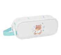 REAL MADRID PREESCOLAR BLANCA - Portatodo Doble Niño, Ideal para Niños en Edad Escolar, Cómodo y Versátil, Calidad y Resistencia, 21x6x8 cm