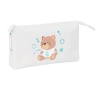 REAL MADRID PREESCOLAR BLANCA - Portatodo Triple, Ideal para Niños en Edad Escolar, Cómodo y Versátil, Calidad y Resistencia, 22x3x12 cm