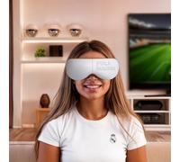 REAL MADRID® | RM INFINITY Gafas de masaje oficiales del REAL MADRID I Masajeador de ojos y cara plegable con vibromasaje I Presoterapia I Calor I Altavoces integrados I Himnos oficiales Real Madrid