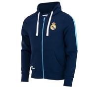Real Madrid Sudadera con cremallera para hombre, colección oficial de fútbol, azul, XXL