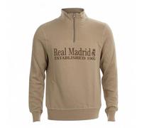 Real Madrid Sudadera Oficial Media Cremallera y diseño Established 1902", Ideal para Uso Casual y Deportivo. (FR/ES, Letras, XL, Regular, Regular, Beige)