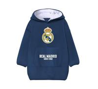 Real Madrid Sudadera Oversize con Capucha Sherpa, Azul Marino, Interior Forrado, Diseño Oficial Since 1902, para Adultos y Niños, Bolsillo Canguro (Adulto)