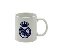 Real Madrid - Taza para Desayuno en Caja, de Cerámica, 300 ml, Color Blanco con Escudo en Azul, Producto Oficial (CyP Brands)