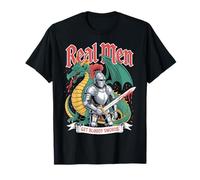 Real Men Get Bloody Swords Caballero Dragón Hombre Camiseta