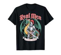 Real Men Get Bloody Swords Caballero Dragón Hombre Camiseta