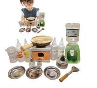 Real Mini Cook Set - Tiny Kitchen Utensilios Tools, Compact Culinary Playset | Pequeña alimentación Freír Pote, equipo de quemador de estufa portátil, pack de gadgets de entrenamiento del Chef, prati