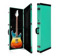 REAL MISSION Rm - Carcasa rígida para guitarra eléctrica, portátil, cuadrada, para guitarra eléctrica estándar, compatible con Fender Strat/Tele Style (verde)