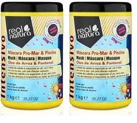 Real Natura - Mascarilla Sin Sal Pro-Mar & Piscina - Protección contra daños del cloro y la sal - Hidratación intensa - Ingredientes naturales - Cabello suave y manejable - 1 kg (Paquete de 2)