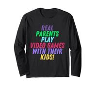 Real Parents Play Video Games with Their Kids Gamer Mom Dad Manga Larga