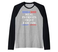 Real Patriots Fight Fascism Resist No Kings Defend Democracy Camiseta Manga Raglan