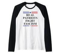 Real Patriots Fight Fascism Resist No Kings US Pro Democracy Camiseta Manga Raglan