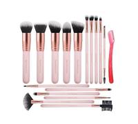 Real Perfection 16-Piece Makeup Brush Set with 1 Eyebrow Razor Premium Synthetic Foundation Blending Face Powder