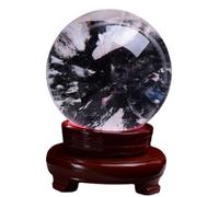 Real Quartz Crystal Ball Clear Crystal Sphere with Stand Round Sphere Collection Crystals Stone for Home Decoration FengShui,11cm/4.3in