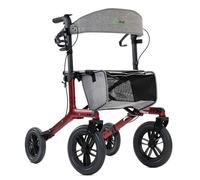 Real Relax Andador todo terreno con asiento, andador rodante todoterreno para exteriores, plegable compacto, con ruedas no neumáticas de 12 pulgadas, bolsa de almacenamiento, para personas mayores,