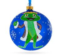 Real Ribbit: El Rey Rana Coronado en Splendor Bola de Vidrio Soplado a Mano Adorno de Navidad 3.25 Pulgadas
