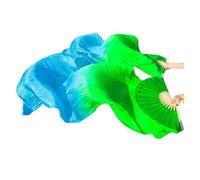 Real Silk Fabric Fans,1 Pair Handmade Women Belly Dancing, 180 * 90cm Long Perfect for Dance(Color 06,250x90cm Real Silk)