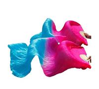 Real Silk Fabric Fans,1 Pair Handmade Women Belly Dancing, 180 * 90cm Long Perfect for Dance(Color 07,250x90cm Real Silk)