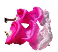 Real Silk Fabric Fans,1 Pair Handmade Women Belly Dancing, 180 * 90cm Long Perfect for Dance(Color 08,230x90cm Real Silk)