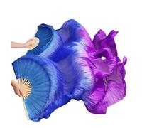 Real Silk Fabric Fans,1 Pair Handmade Women Belly Dancing, 180 * 90cm Long Perfect for Dance(Color 11,150x90cm Real Silk)