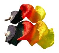 Real Silk Fabric Fans,1 Pair Handmade Women Belly Dancing, 180 * 90cm Long Perfect for Dance(Color 12,250x90cm Real Silk)