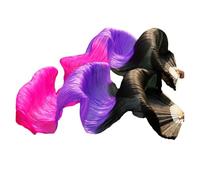 Real Silk Fabric Fans,1 Pair Handmade Women Belly Dancing, 180 * 90cm Long Perfect for Dance(Color 14,180x90cm Real Silk)