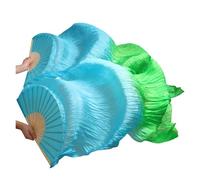 Real Silk Fabric Fans,1 Pair Handmade Women Belly Dancing, 180 * 90cm Long Perfect for Dance(Color 18,120x90cm Real Silk)